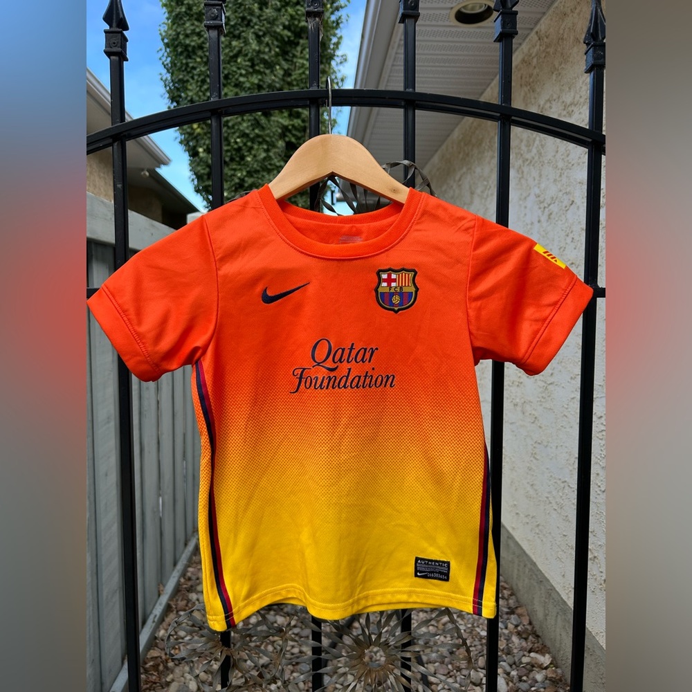 Nike Kids authentic FC Barcelona Orange Yellow Jersey
